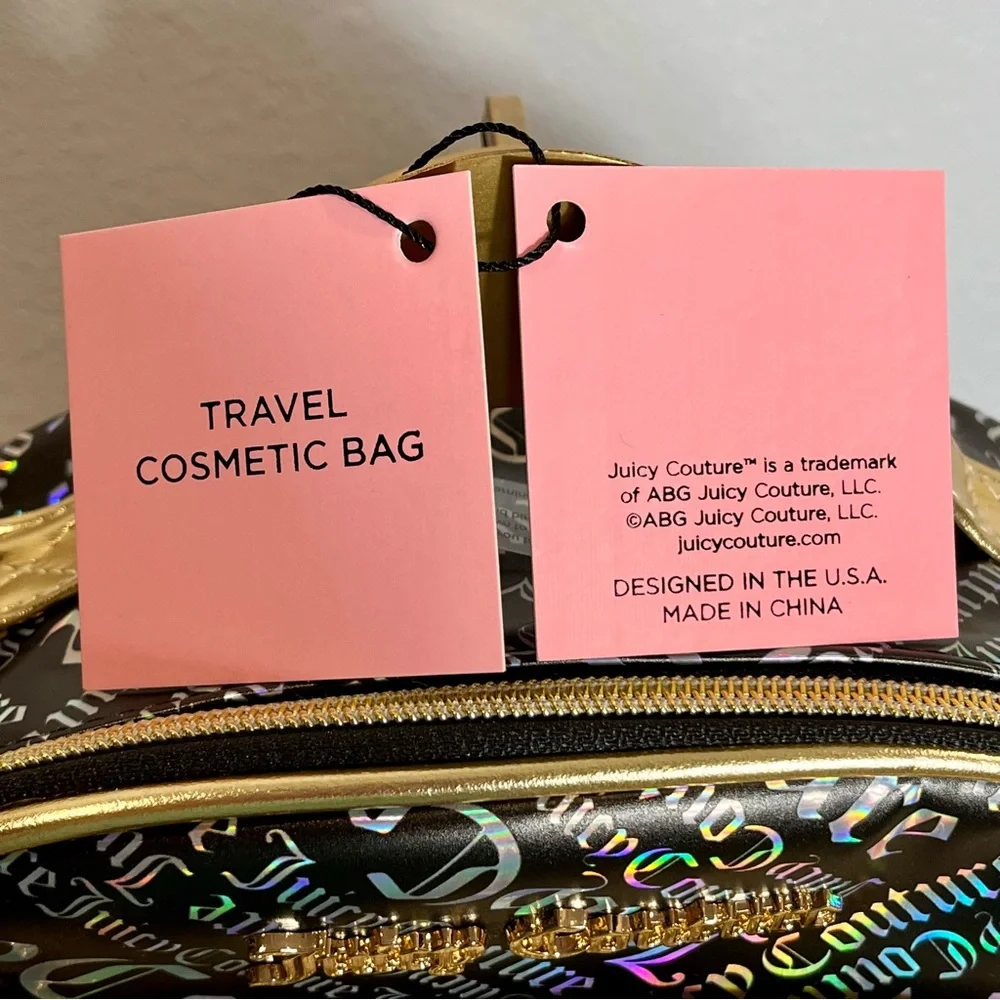 NWT Juicy Couture Holographic Logo Cosmetic Bag Set | NWT | Makeup Travel Y2K - Picture 8 of 14